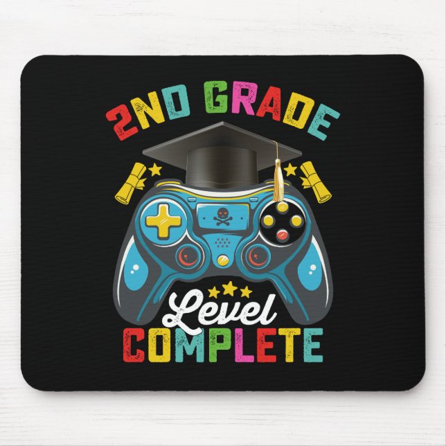 2nd Grade Level Complete Graduation Gaming Gamer Mouse Pad (Front)