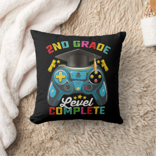 2nd Grade Level Complete Graduation Gaming Gamer Throw Pillow