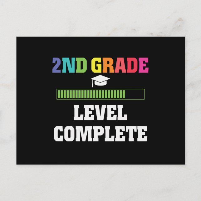 2nd Grade Level Complete Kids Back to School Gamer Postcard (Front)