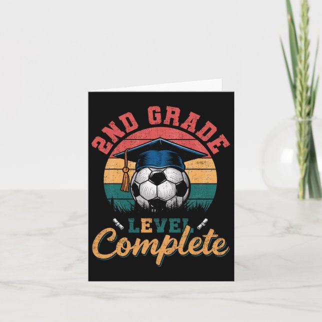 2nd Grade Level Complete Soccer Boy Girl Last Day  Card (Front)