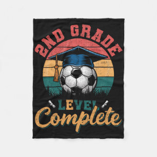 2nd Grade Level Complete Soccer Boy Girl Last Day Fleece Blanket