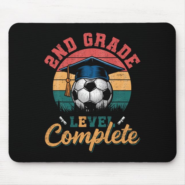 2nd Grade Level Complete Soccer Boy Girl Last Day  Mouse Pad (Front)