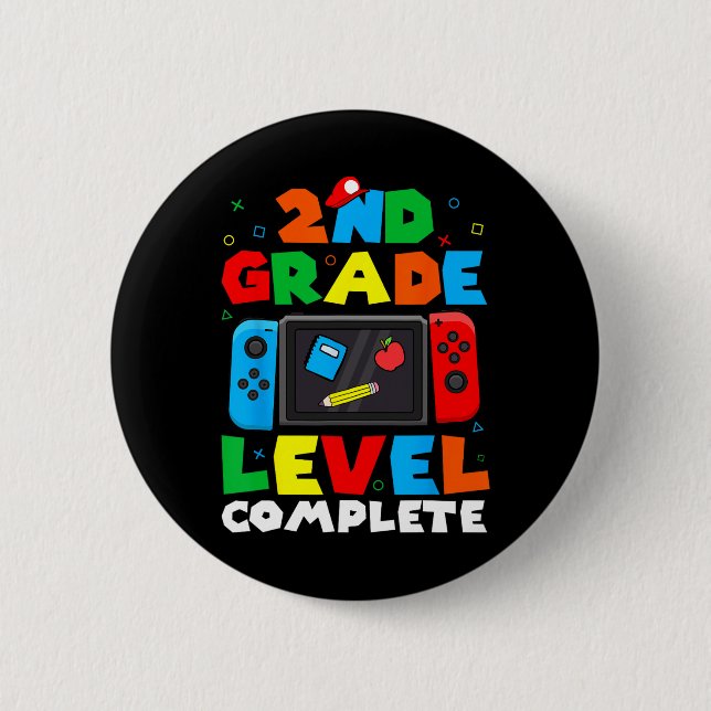 2nd Grade Level Complete Video Game Last Day Of Sc 2 Inch Round Button (Front)