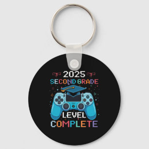 2nd Grade Level Complete Video Gamer Boy Graduatio Keychain