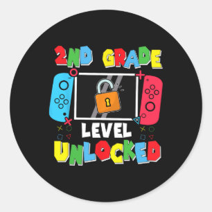 2nd Grade Level Unlocked Back To School First Day  Classic Round Sticker