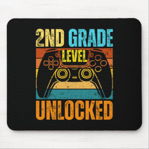 2nd Grade Level Unlocked Gamer Boy Tee First Day O Mouse Pad