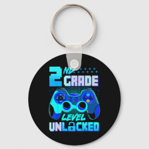 2nd Grade Level Unlocked Gamer Boys Kids First Day Keychain