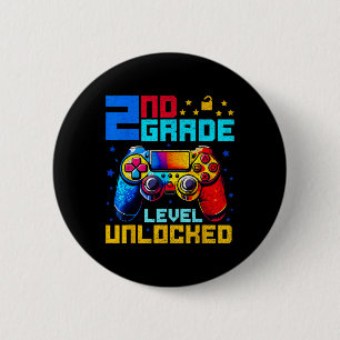 2nd Grade Level Unlocked Gamer First Day Of School 2 Inch Round Button