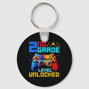 2nd Grade Level Unlocked Gamer First Day Of School Keychain