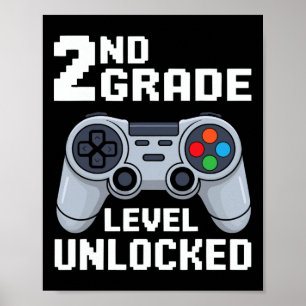 2nd Grade Level Unlocked Gamer First Day Of School Poster