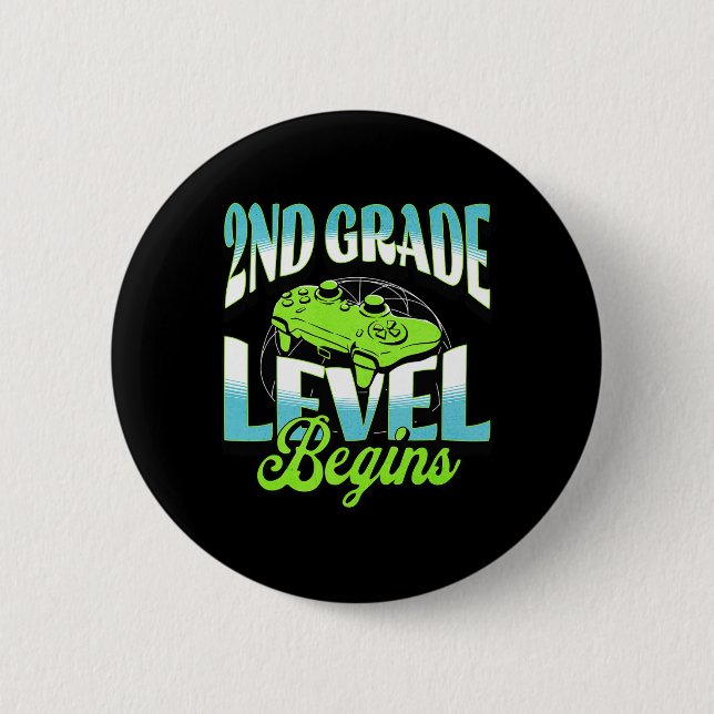 2nd Grade Level Unlocked Retro Gaming Adventure De 2 Inch Round Button (Front)