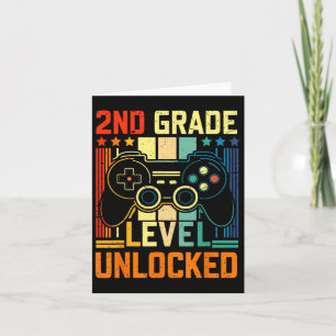 2nd Grade Level Unlocked Video Game Back To School Card