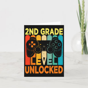 2nd Grade Level Unlocked Video Game Back To School Card