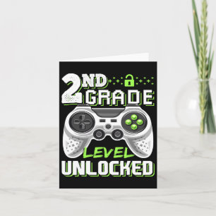 2nd Grade Level Unlocked Video Game Back To School Card