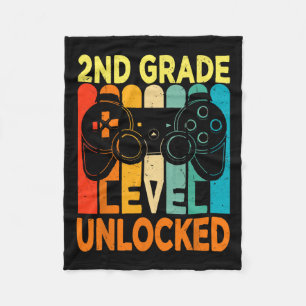 2nd Grade Level Unlocked Video Game Back To School Fleece Blanket