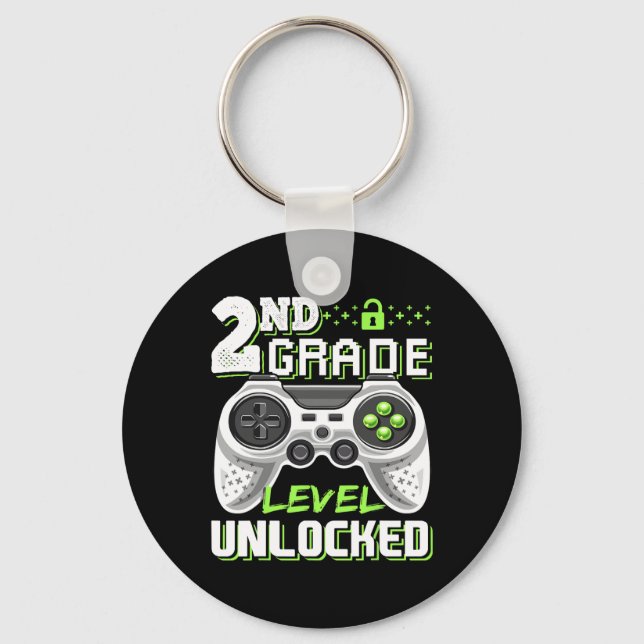 2nd Grade Level Unlocked Video Game Back To School Keychain (Front)