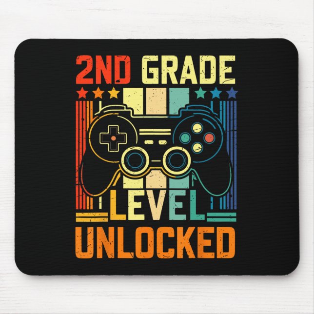 2nd Grade Level Unlocked Video Game Back To School Mouse Pad (Front)