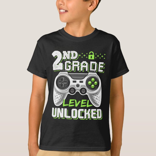 2nd Grade Level Unlocked Video Game Back To School T-Shirt (Front)