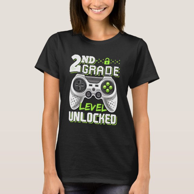 2nd Grade Level Unlocked Video Game Back To School T-Shirt (Front)