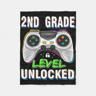 2nd Grade Level Unlocked Video Game Byck To School Fleece Blanket
