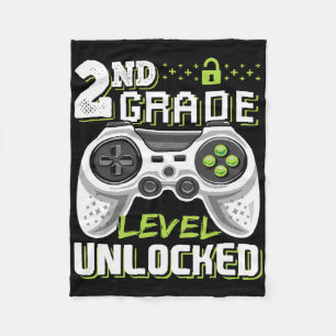 2nd Grade Level Unlocked Video Game Byck To School Fleece Blanket