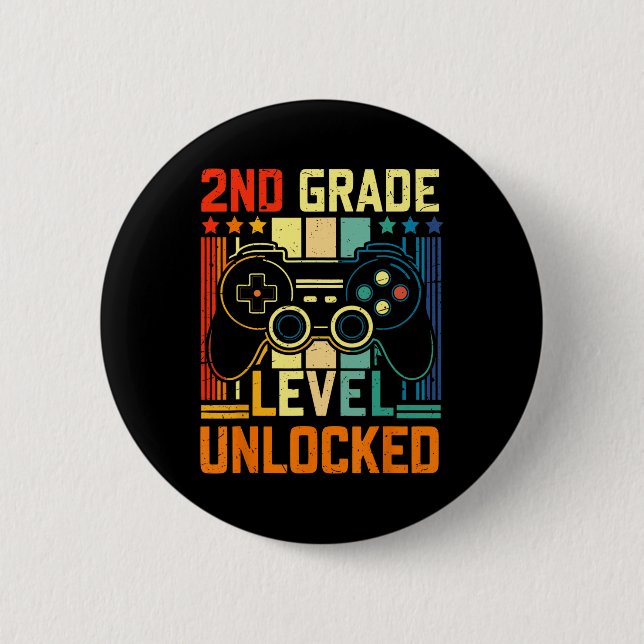 2nd Grade Level Unlocked Video Game Ck To School B 2 Inch Round Button (Front)