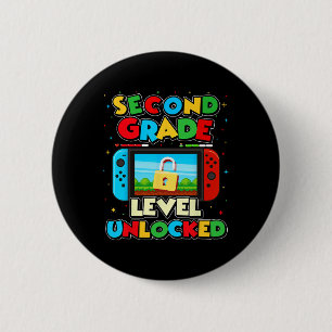 2nd Grade Level Unlocked Video Gamer Boy Kids Ck T 2 Inch Round Button