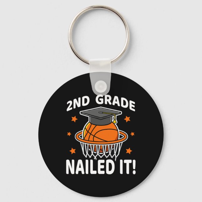 2nd Grade Nailed It Basketball Player Graduation B Keychain (Front)