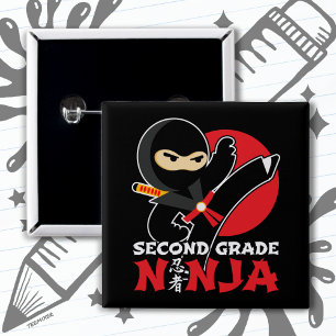 2nd Grade Ninja Kick First Day Back To School 2 Inch Square Button
