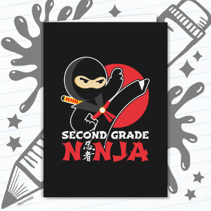 2nd Grade Ninja Kick First Day Back To School Card