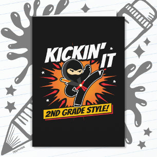 2nd Grade Ninja Kick First Day Back To School Card
