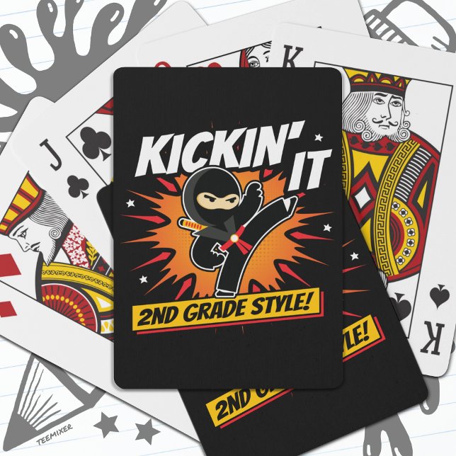 2nd Grade Ninja Kick First Day Back To School Playing Cards (Creator Uploaded)