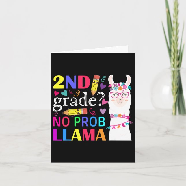 2nd Grade No Prob-llama Teacher Student First Day  Card (Front)