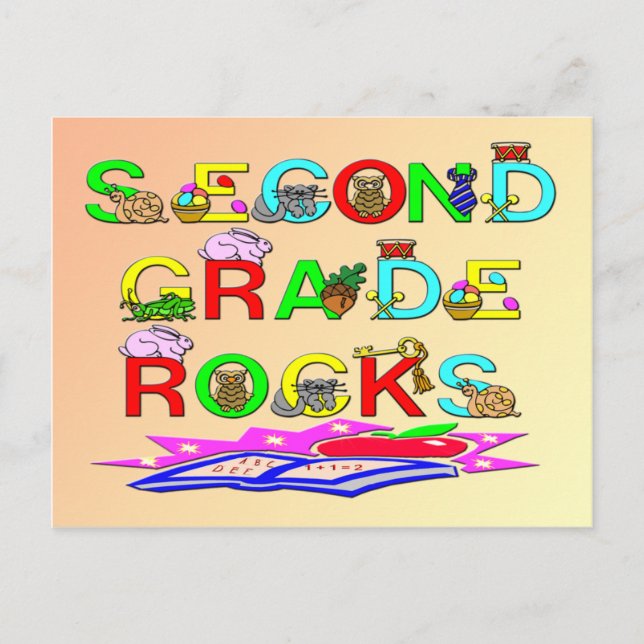 2nd Grade Rocks Postcard (Front)