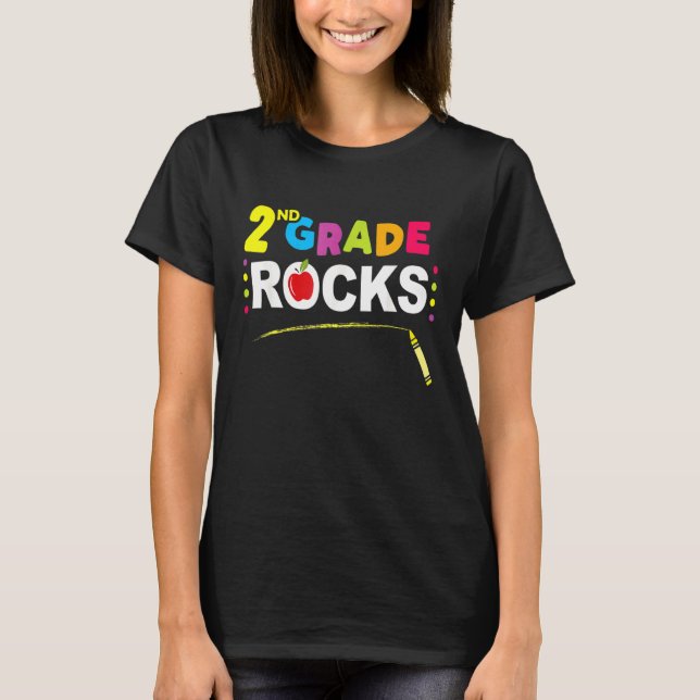 2nd Grade Rocks Second Student Teacher Apparel T-Shirt (Front)