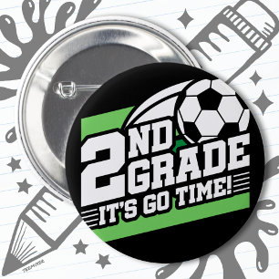 2nd Grade Soccer Football First Day Back To School 2 Inch Round Button
