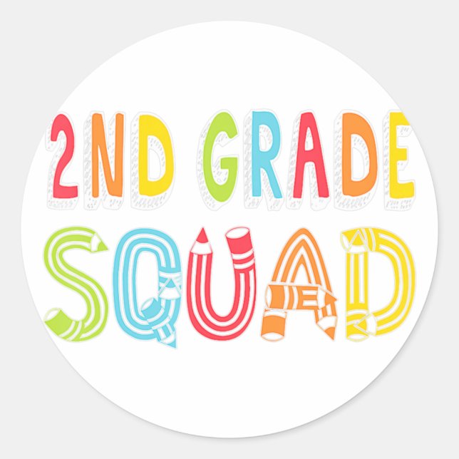 2nd Grade Squad Back To School Second Grade Team P Classic Round Sticker (Front)