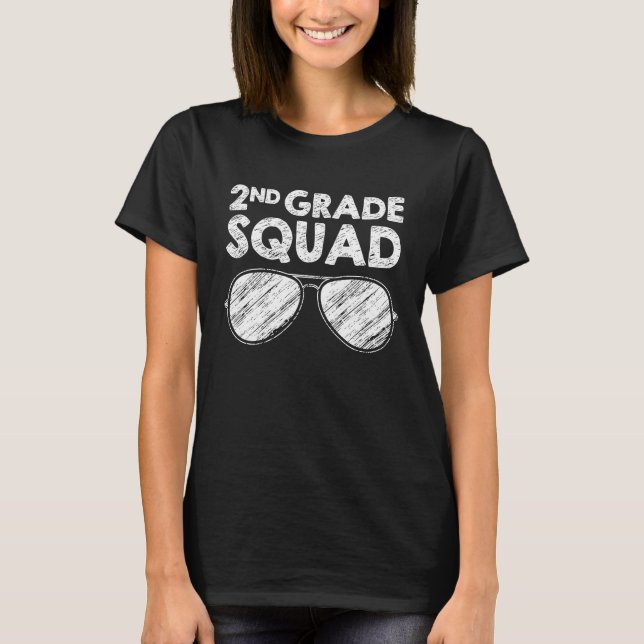 2nd Grade Squad Glasses Back To School Teacher Stu T-Shirt (Front)