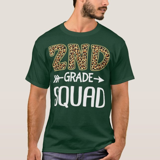 2nd Grade Squad Leopard Second Grade Teacher T-Shirt (Front)