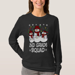 2nd Grade Squad Plaid Snowman Santa Hat Teacher Ch T-Shirt