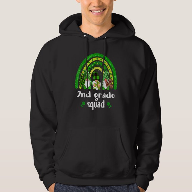 2nd Grade Squad Rainbow Gnome Happy St Patricks Da Hoodie (Front)