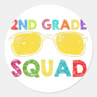 2nd Grade Squad Second Teacher Student Team Back T Classic Round Sticker