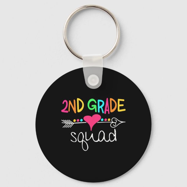2nd Grade Squad Second Teacher Student Team Ck To  Keychain (Front)