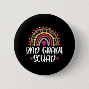 2nd Grade Squad Teacher Fun Rainbow Lover Back To 2 Inch Round Button