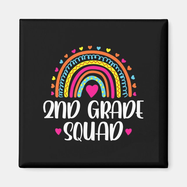 2nd Grade Squad Teacher Fun Rainbow Lover Back To  Magnet (Front)
