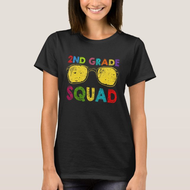2nd Grade Squad Teacher Student Second Grade Back  T-Shirt (Front)