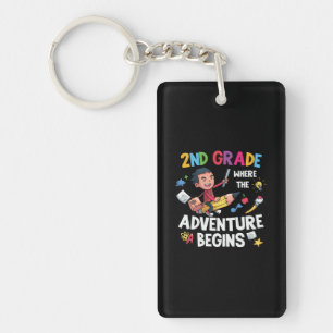 2nd Grade Teacher 2nd Grade Adventure Begins Keychain