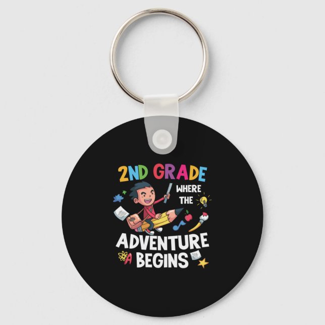 2nd Grade Teacher 2nd Grade Adventure Begins Keychain (Front)