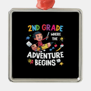 2nd Grade Teacher 2nd Grade Adventure Begins Metal Ornament