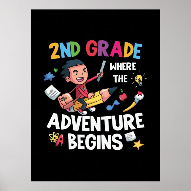 2nd Grade Teacher 2nd Grade Adventure Begins Poster (Front)
